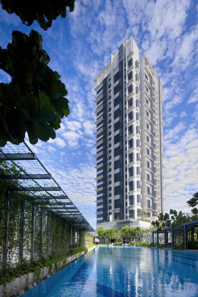 HighPark Suites and its green podium