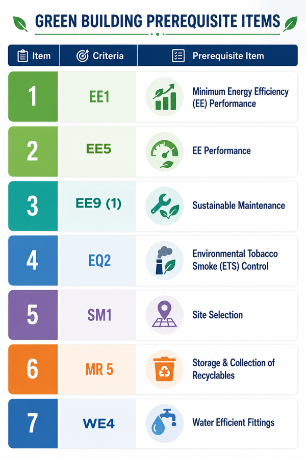 The seven green building prerequisites